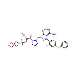 CC(C)(/C=C(\C#N)C(=O)N1CCC[C@H]1Cn1nc(-c2ccc(Oc3ccccc3)cc2F)c2c(N)ncnc21)N1CC2(COC2)C1 ZINC000207759721