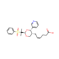 CC(C)([C@@H]1OC[C@@H](C/C=C\CCC(=O)O)[C@@H](c2cccnc2)O1)S(=O)(=O)c1ccccc1 ZINC000027755242