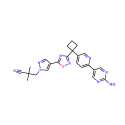 CC(C)(C#N)Cn1cc(-c2nc(C3(c4ccc(-c5cnc(N)nc5)nc4)CCC3)no2)cn1 ZINC000096175554