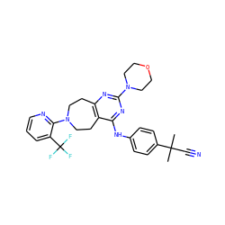 CC(C)(C#N)c1ccc(Nc2nc(N3CCOCC3)nc3c2CCN(c2ncccc2C(F)(F)F)CC3)cc1 ZINC000064548704