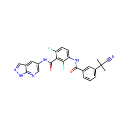 CC(C)(C#N)c1cccc(C(=O)Nc2ccc(F)c(C(=O)Nc3cnc4[nH]ncc4c3)c2F)c1 ZINC000095575423