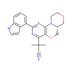 CC(C)(C#N)c1nc(-c2cccc3[nH]ccc23)nc2c1OC[C@H]1COCCN21 ZINC000218232415