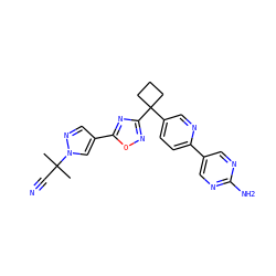 CC(C)(C#N)n1cc(-c2nc(C3(c4ccc(-c5cnc(N)nc5)nc4)CCC3)no2)cn1 ZINC000096175557