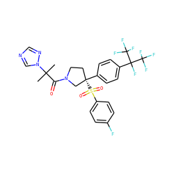 CC(C)(C(=O)N1CC[C@](c2ccc(C(F)(C(F)(F)F)C(F)(F)F)cc2)(S(=O)(=O)c2ccc(F)cc2)C1)n1cncn1 ZINC001772612434