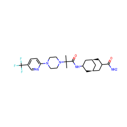 CC(C)(C(=O)NC1C[C@@H]2CC(C(N)=O)C[C@H](C1)C2)N1CCN(c2ccc(C(F)(F)F)cn2)CC1 ZINC000036286381