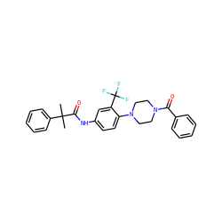 CC(C)(C(=O)Nc1ccc(N2CCN(C(=O)c3ccccc3)CC2)c(C(F)(F)F)c1)c1ccccc1 ZINC000043011715