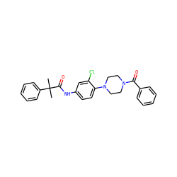 CC(C)(C(=O)Nc1ccc(N2CCN(C(=O)c3ccccc3)CC2)c(Cl)c1)c1ccccc1 ZINC000043015937