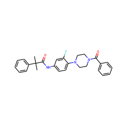 CC(C)(C(=O)Nc1ccc(N2CCN(C(=O)c3ccccc3)CC2)c(F)c1)c1ccccc1 ZINC000043072754