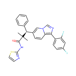 CC(C)(C(=O)Nc1nccs1)[C@@H](c1ccccc1)c1ccc2c(-c3ccc(F)cc3F)ncn2c1 ZINC000096284224