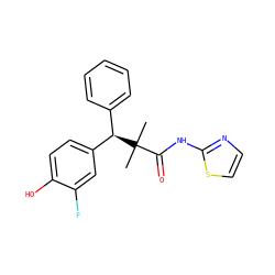 CC(C)(C(=O)Nc1nccs1)[C@H](c1ccccc1)c1ccc(O)c(F)c1 ZINC000072109959