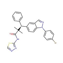 CC(C)(C(=O)Nc1nncs1)[C@@H](c1ccccc1)c1ccc2c(cnn2-c2ccc(Br)cc2)c1 ZINC000096283985