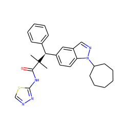 CC(C)(C(=O)Nc1nncs1)[C@@H](c1ccccc1)c1ccc2c(cnn2C2CCCCCC2)c1 ZINC000096283923