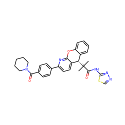 CC(C)(C(=O)Nc1nncs1)[C@H]1c2ccccc2Oc2nc(-c3ccc(C(=O)N4CCCCC4)cc3)ccc21 ZINC000073196580