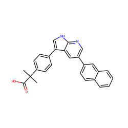 CC(C)(C(=O)O)c1ccc(-c2c[nH]c3ncc(-c4ccc5ccccc5c4)cc23)cc1 ZINC000043069232