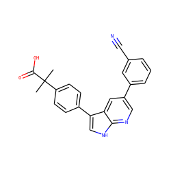 CC(C)(C(=O)O)c1ccc(-c2c[nH]c3ncc(-c4cccc(C#N)c4)cc23)cc1 ZINC000043062501