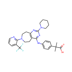 CC(C)(C(=O)O)c1ccc(Nc2nc(N3CCCCC3)nc3c2CCN(c2ncccc2C(F)(F)F)CC3)cc1 ZINC000064573753