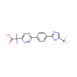 CC(C)(C(=O)O)c1cnc(-c2ccc(-c3ncc(C(F)(F)F)[nH]3)cc2)cn1 ZINC000218553090