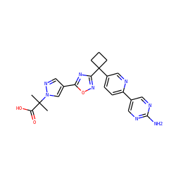 CC(C)(C(=O)O)n1cc(-c2nc(C3(c4ccc(-c5cnc(N)nc5)nc4)CCC3)no2)cn1 ZINC000096175470