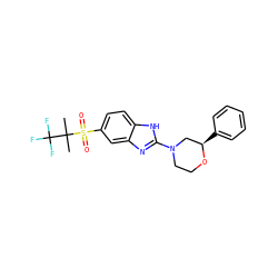 CC(C)(C(F)(F)F)S(=O)(=O)c1ccc2[nH]c(N3CCO[C@H](c4ccccc4)C3)nc2c1 ZINC000095579572