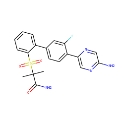 CC(C)(C(N)=O)S(=O)(=O)c1ccccc1-c1ccc(-c2cnc(N)cn2)c(F)c1 ZINC000224790136