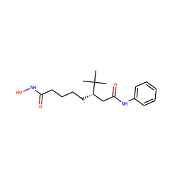 CC(C)(C)[C@@H](CCCCC(=O)NO)CC(=O)Nc1ccccc1 ZINC000095562661