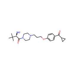 CC(C)(C)[C@@H](N)C(=O)N1CCN(CCCOc2ccc(C(=O)C3CC3)cc2)CC1 ZINC000013444832