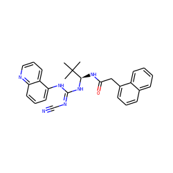 CC(C)(C)[C@@H](NC(=O)Cc1cccc2ccccc12)N/C(=N/C#N)Nc1cccc2ncccc12 ZINC000101632080