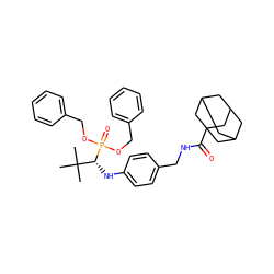 CC(C)(C)[C@@H](Nc1ccc(CNC(=O)C23CC4CC(CC(C4)C2)C3)cc1)P(=O)(OCc1ccccc1)OCc1ccccc1 ZINC000198523385