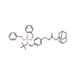CC(C)(C)[C@@H](Nc1ccc(CNC(=O)NC23CC4CC(CC(C4)C2)C3)cc1)P(=O)(OCc1ccccc1)OCc1ccccc1 ZINC000473149199