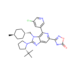 CC(C)(C)[C@@H]1CCCN1c1nc2cc(-c3noc(=O)[nH]3)nc(-c3cncc(Cl)c3)c2n1C[C@H]1CC[C@H](C)CC1 ZINC000261174814