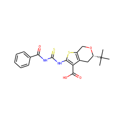 CC(C)(C)[C@@H]1Cc2c(sc(NC(=S)NC(=O)c3ccccc3)c2C(=O)O)CO1 ZINC000199132944