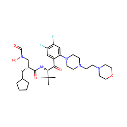 CC(C)(C)[C@H](NC(=O)[C@H](CC1CCCC1)CN(O)C=O)C(=O)c1cc(F)c(F)cc1N1CCN(CCN2CCOCC2)CC1 ZINC000027711530