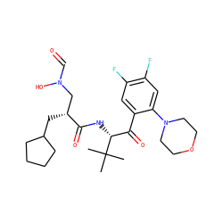 CC(C)(C)[C@H](NC(=O)[C@H](CC1CCCC1)CN(O)C=O)C(=O)c1cc(F)c(F)cc1N1CCOCC1 ZINC000003818573