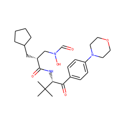 CC(C)(C)[C@H](NC(=O)[C@H](CC1CCCC1)CN(O)C=O)C(=O)c1ccc(N2CCOCC2)cc1 ZINC000003818576