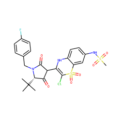 CC(C)(C)[C@H]1C(=O)C(C2=C(Cl)S(=O)(=O)c3cc(NS(C)(=O)=O)ccc3N2)C(=O)N1Cc1ccc(F)cc1 ZINC000049723380