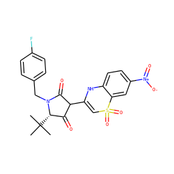 CC(C)(C)[C@H]1C(=O)C(C2=CS(=O)(=O)c3cc([N+](=O)[O-])ccc3N2)C(=O)N1Cc1ccc(F)cc1 ZINC000101294431