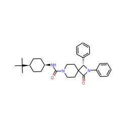 CC(C)(C)[C@H]1CC[C@@H](NC(=O)N2CCC3(CC2)C(=O)N(c2ccccc2)[C@H]3c2ccccc2)CC1 ZINC000101190405