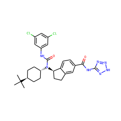 CC(C)(C)[C@H]1CC[C@H](N(C(=O)Nc2cc(Cl)cc(Cl)c2)[C@@H]2CCc3cc(C(=O)Nc4nn[nH]n4)ccc32)CC1 ZINC000253655964