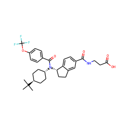 CC(C)(C)[C@H]1CC[C@H](N(C(=O)c2ccc(OC(F)(F)F)cc2)[C@H]2CCc3cc(C(=O)NCCC(=O)O)ccc32)CC1 ZINC000253677855