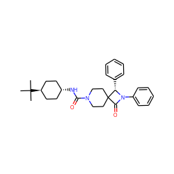 CC(C)(C)[C@H]1CC[C@H](NC(=O)N2CCC3(CC2)C(=O)N(c2ccccc2)[C@H]3c2ccccc2)CC1 ZINC000101190296