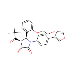 CC(C)(C)C(=O)[C@@H]1C(=O)C(=O)N(c2ccc(-c3ccoc3)cc2)[C@@H]1c1ccccc1OCCO ZINC000169695226