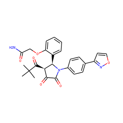 CC(C)(C)C(=O)[C@@H]1C(=O)C(=O)N(c2ccc(-c3ccon3)cc2)[C@@H]1c1ccccc1OCC(N)=O ZINC000169695181