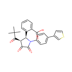 CC(C)(C)C(=O)[C@@H]1C(=O)C(=O)N(c2ccc(-c3ccsc3)cc2)[C@@H]1c1ccccc1C(=O)O ZINC000169695319