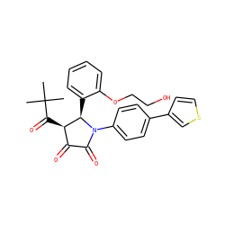 CC(C)(C)C(=O)[C@@H]1C(=O)C(=O)N(c2ccc(-c3ccsc3)cc2)[C@@H]1c1ccccc1OCCO ZINC000169694978