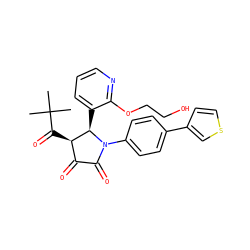 CC(C)(C)C(=O)[C@@H]1C(=O)C(=O)N(c2ccc(-c3ccsc3)cc2)[C@@H]1c1cccnc1OCCO ZINC000169695263