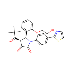 CC(C)(C)C(=O)[C@@H]1C(=O)C(=O)N(c2ccc(-c3nccs3)cc2)[C@@H]1c1ccccc1OCCO ZINC000169695002