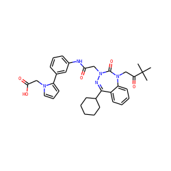 CC(C)(C)C(=O)CN1C(=O)N(CC(=O)Nc2cccc(-c3cccn3CC(=O)O)c2)N=C(C2CCCCC2)c2ccccc21 ZINC000028655876