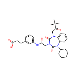CC(C)(C)C(=O)CN1C(=O)N(CC(=O)Nc2cccc(CCC(=O)O)c2)C(=O)N(C2CCCCC2)c2ccccc21 ZINC000029062595