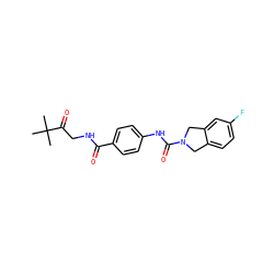CC(C)(C)C(=O)CNC(=O)c1ccc(NC(=O)N2Cc3ccc(F)cc3C2)cc1 ZINC000167092161