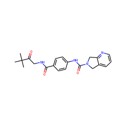 CC(C)(C)C(=O)CNC(=O)c1ccc(NC(=O)N2Cc3cccnc3C2)cc1 ZINC000166432376